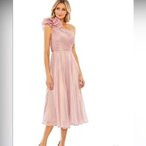 NWT Mac Duggal Pink One Shoulder Cocktail Dress